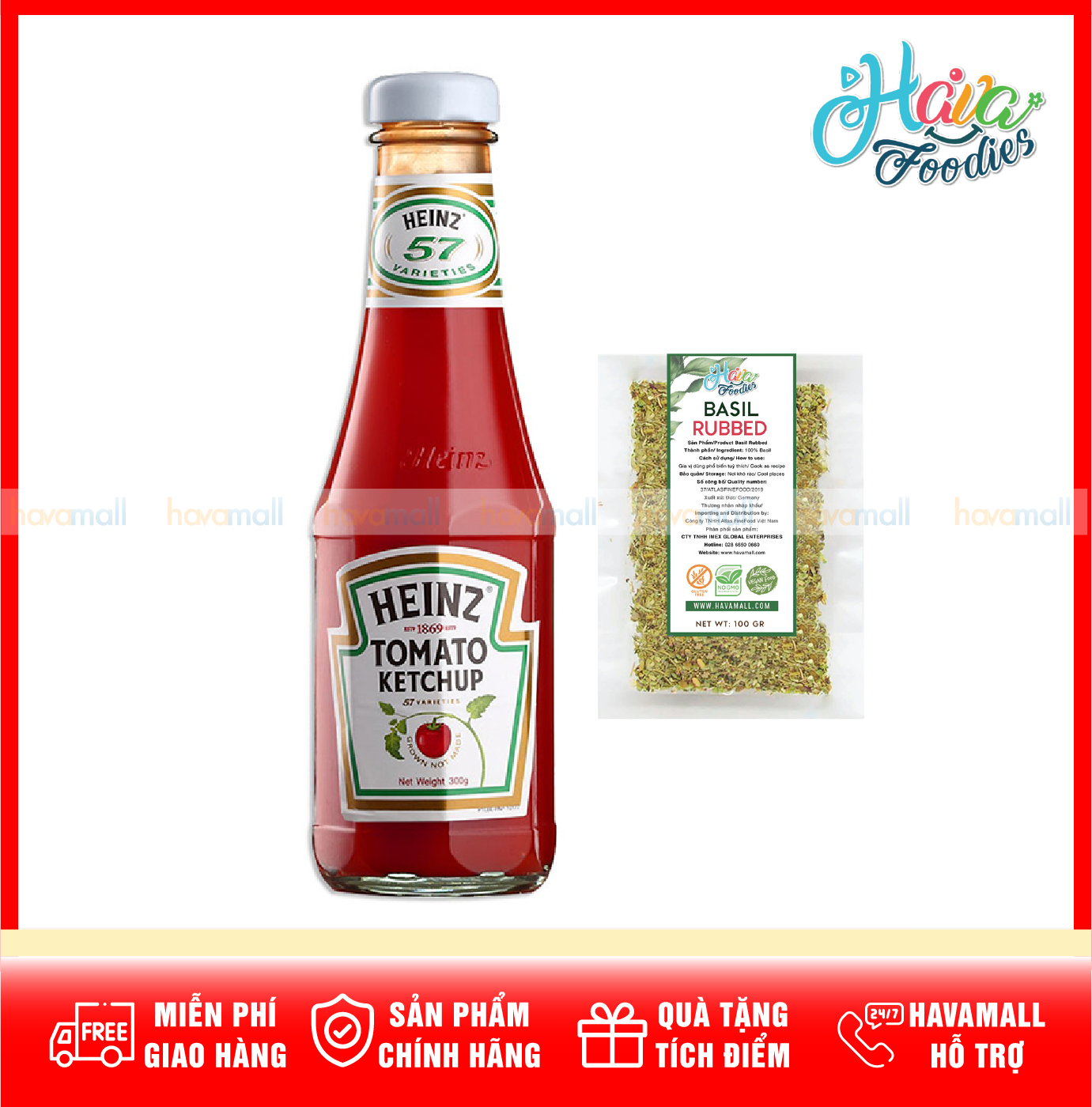TẶNG LÁ BASIL - HÀNG CÔNG TY NHẬP KHẨU Tương Cà Heinz 300G Tomato Ketchup thumbnail