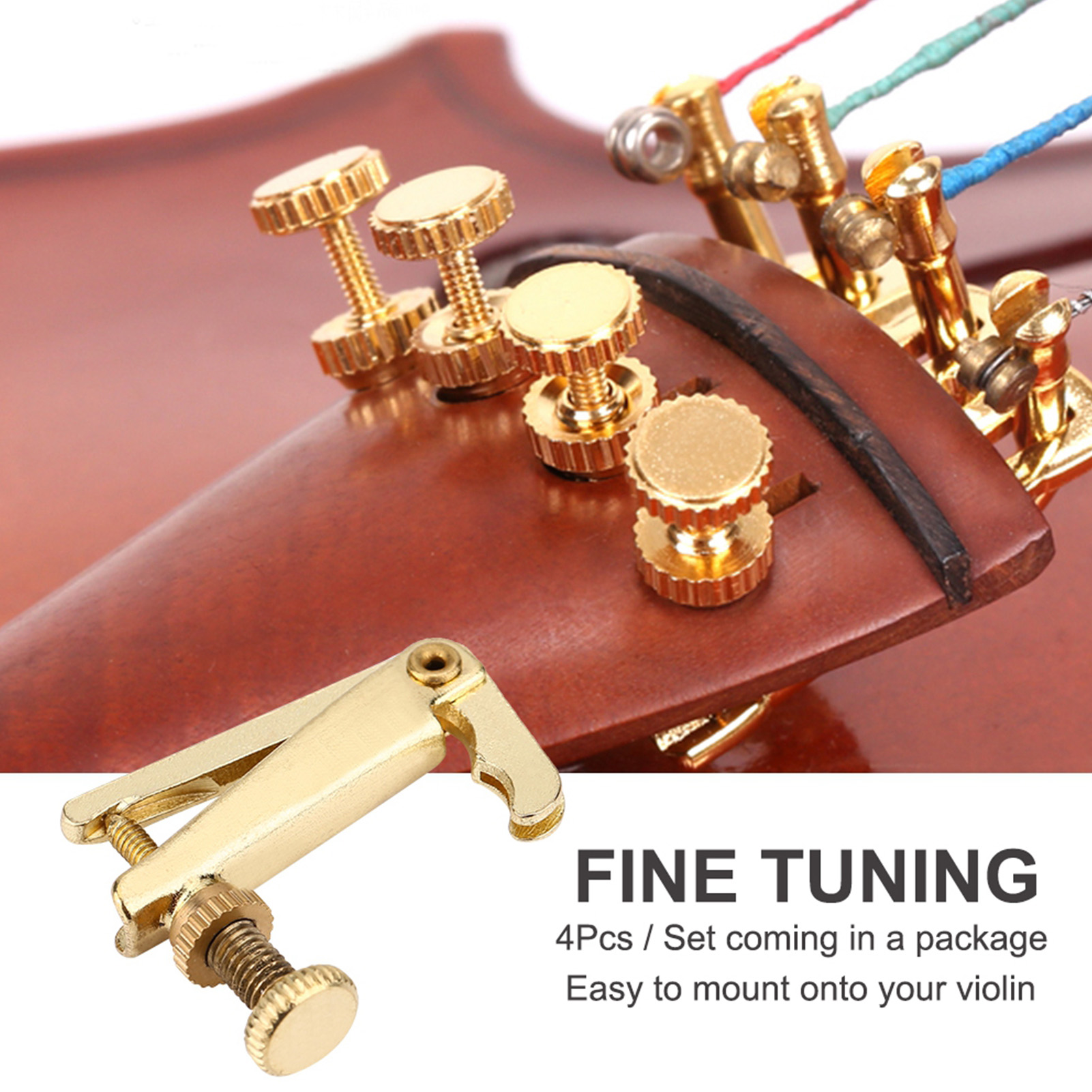 4Pcs Violin Fine Tuners Alloy Violin String Adjusters Replacement Parts for 3/4 4/4 Violin