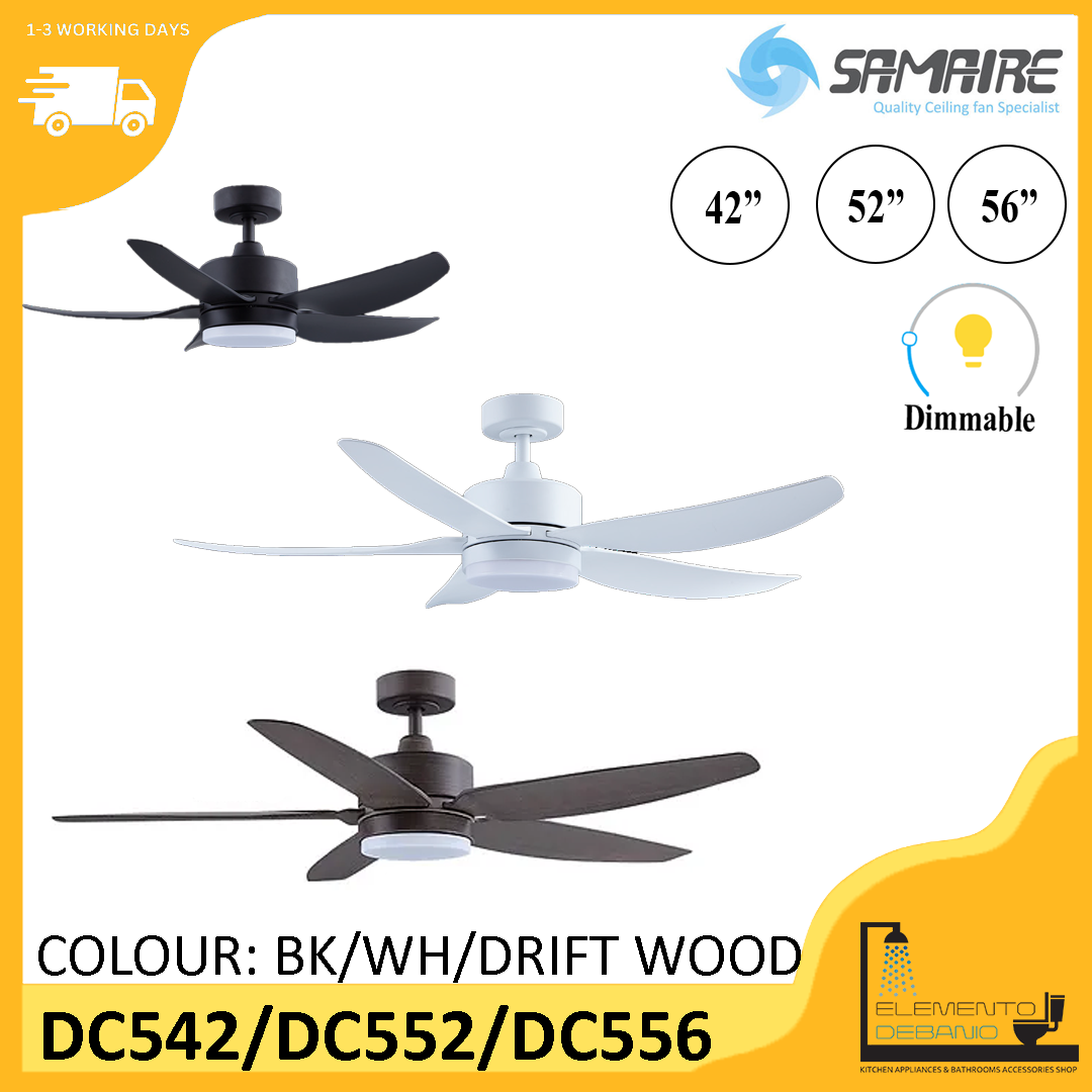 Samaire DC Motor 5 Blade Ceiling Fan with Dimmable Light 42″/52