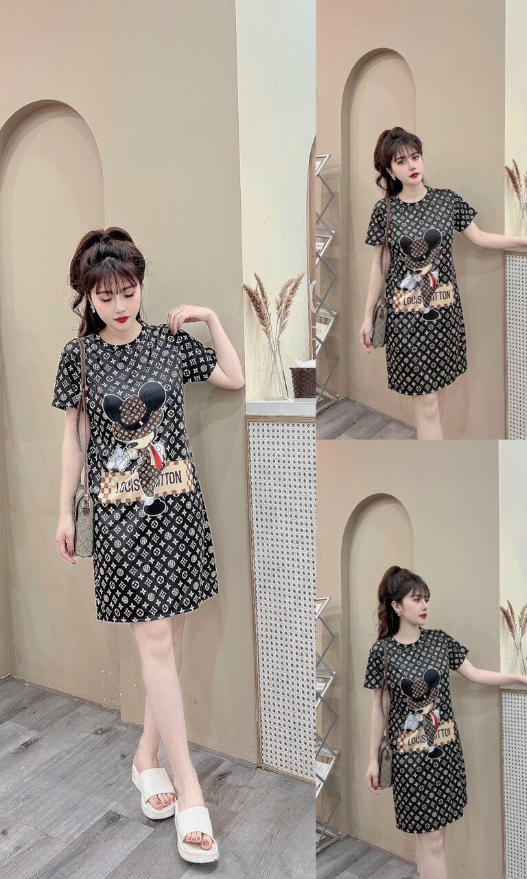 Đầm suông thun lạnh 3d hàng QC
