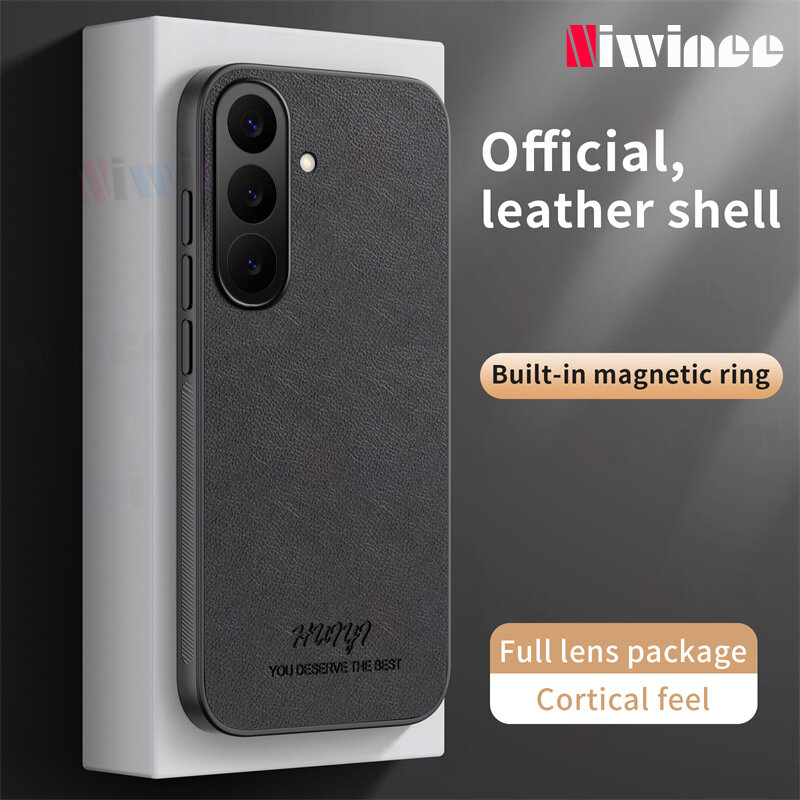 lthmy for Samsung Galaxy S26 Phone Case Luxury Leather Back Cover Matte Soft Edge Shockproof casing.
