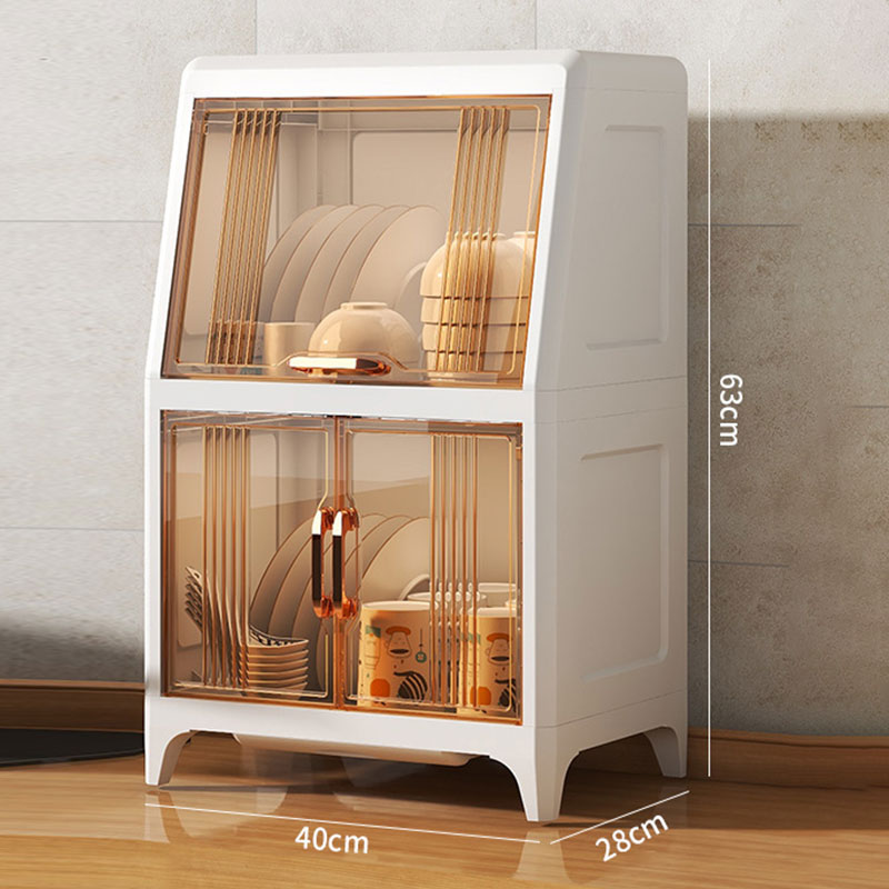 Drain dishes and chopsticks storage box, kitchen dishes, blue light sterilization storage rack, cupboard, bowl box with lid, household shelf