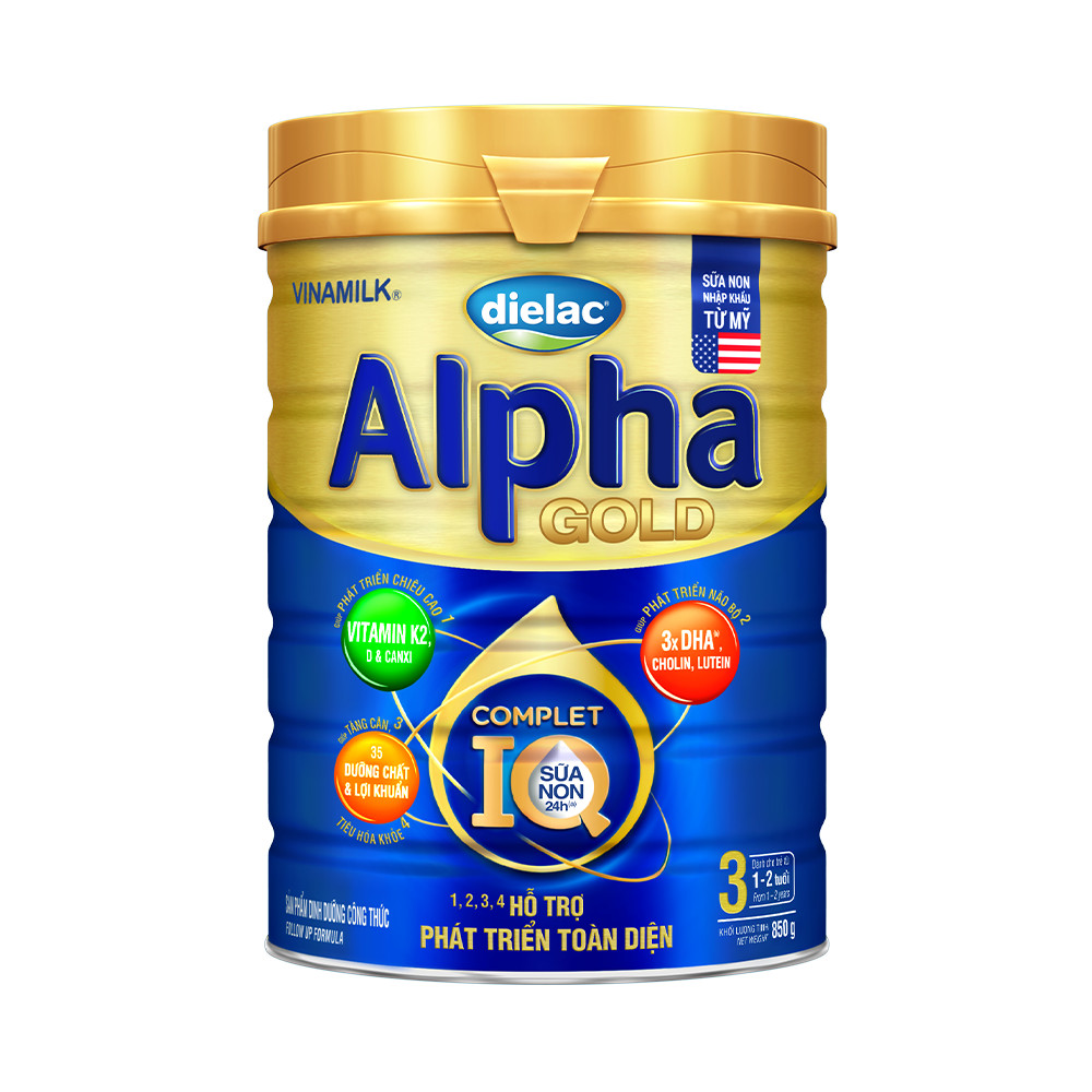 Sữa bột Dielac Alpha Gold 3 - lon 850g (cho trẻ từ 1 - 2 tuổi) Date xa