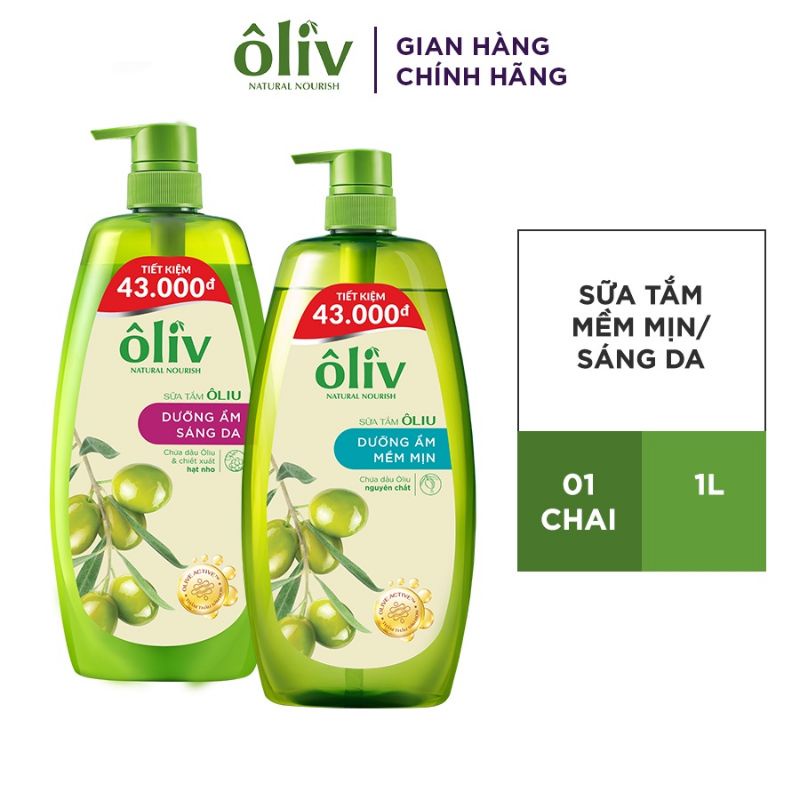 Sữa Tắm Ôliv Mềm Mịn và Sáng Da 1Lít