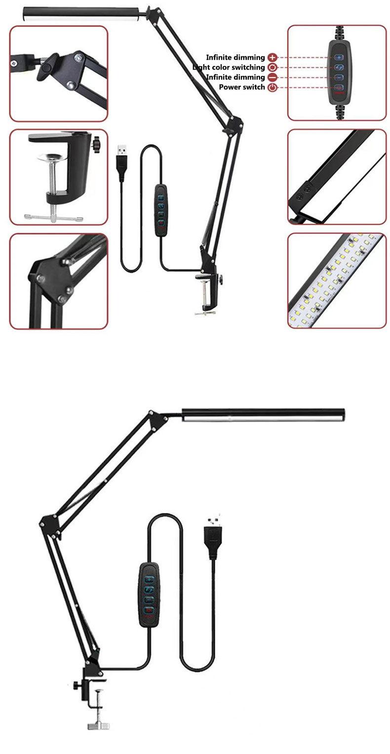XINLANYASHE [Miễn Phí Vận Chuyển]Dài cánh tay gấp Nghiên Cứu Đèn bàn đọc sách LED ký túc xá lightinglong cánh tay gấp Nghiên Cứu Đèn bàn đọc sách LED ký túc xá chiếu sáng