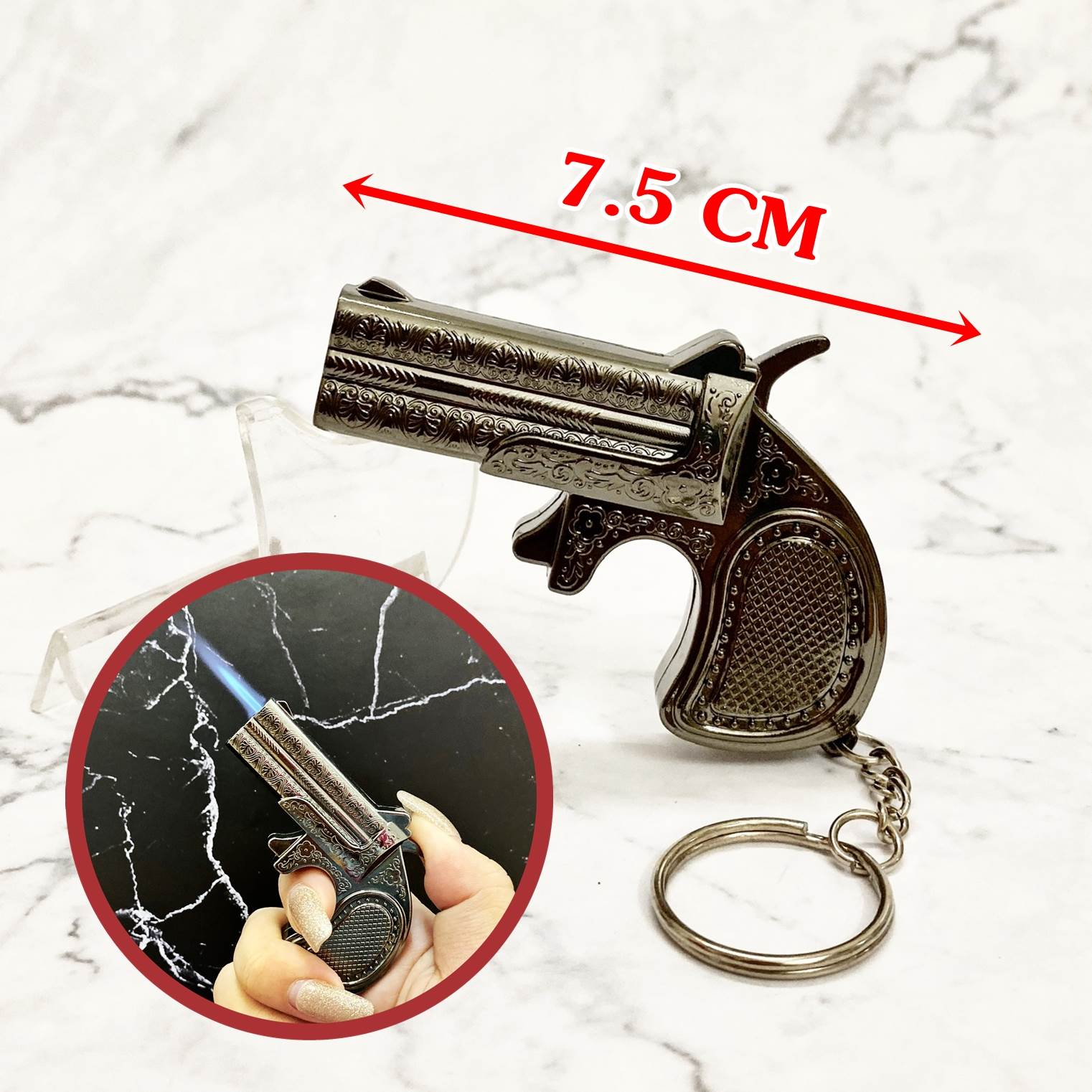 (HOT) BẬT LỬA KHÈ MÓC KHÓA HÌNH ĐỘC LẠ B01 HOA VĂN VÀNG VÀ ĐEN - (XÀI GAS)