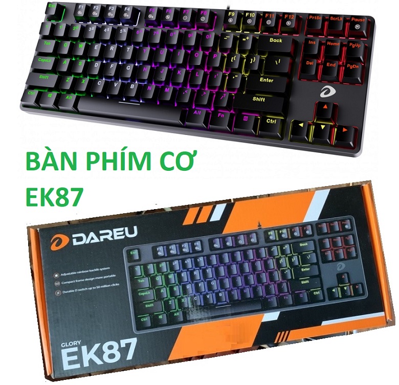 Bàn phím cơ gaming cao cấp dareu ek87 - black