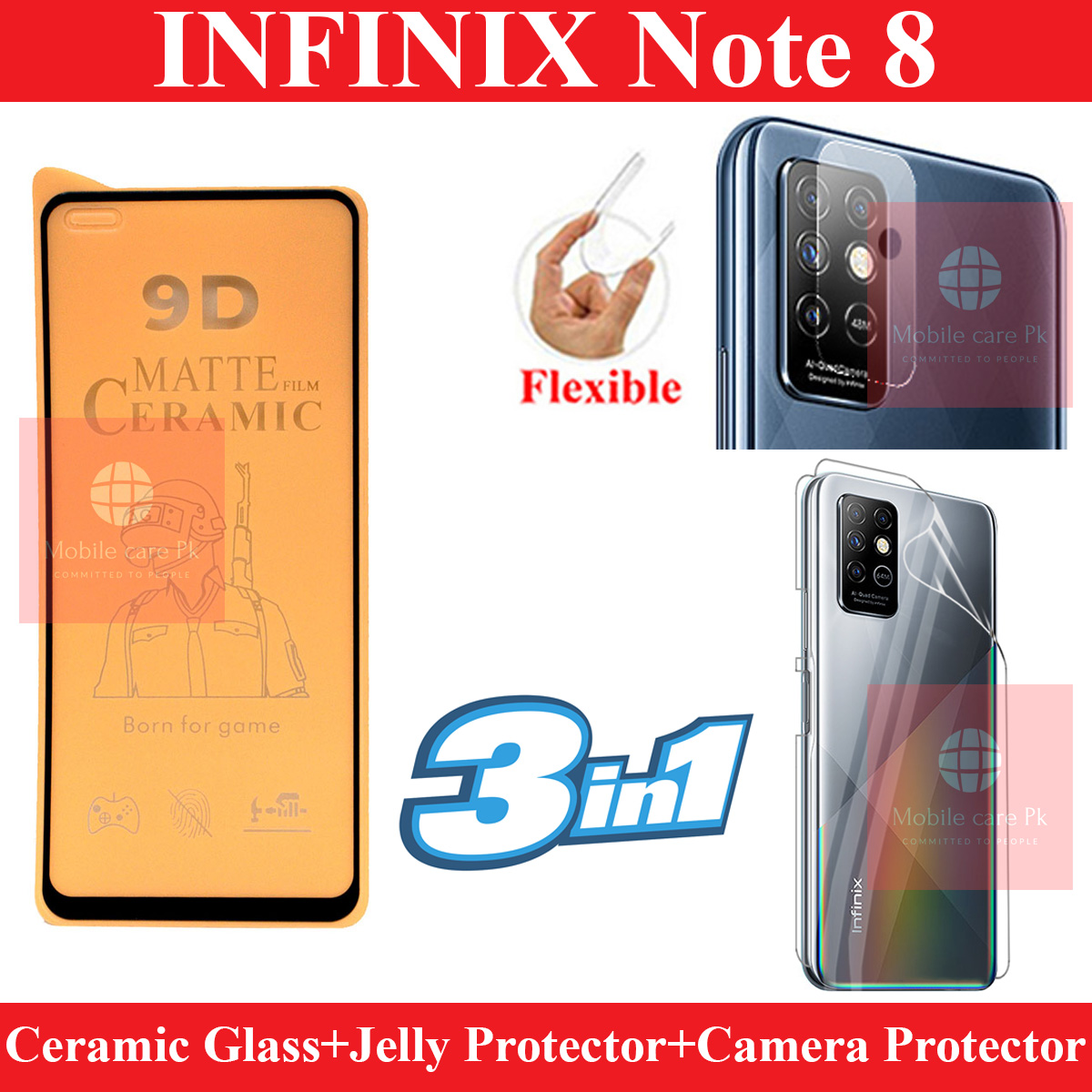 Infinix%20Note%208%20Ceramic%20Matte%20Unbreakable%20Antishock%20Hybrid%20Film%209D/11D/21D%20Tempered%20Fiber%20Sheet%20Glass%20+%20Back%20Jelly%20Protector%20Poly%20Transparent%20Edge%20To%20Edge%20Sides%20Coverage%20+%20Camera%20Lens%20Protector%20Flexible%20Gorilla%209H%20Rear%20Camera%20Protector%20For%20Infinix%20Note%208%20-%20Image%202
