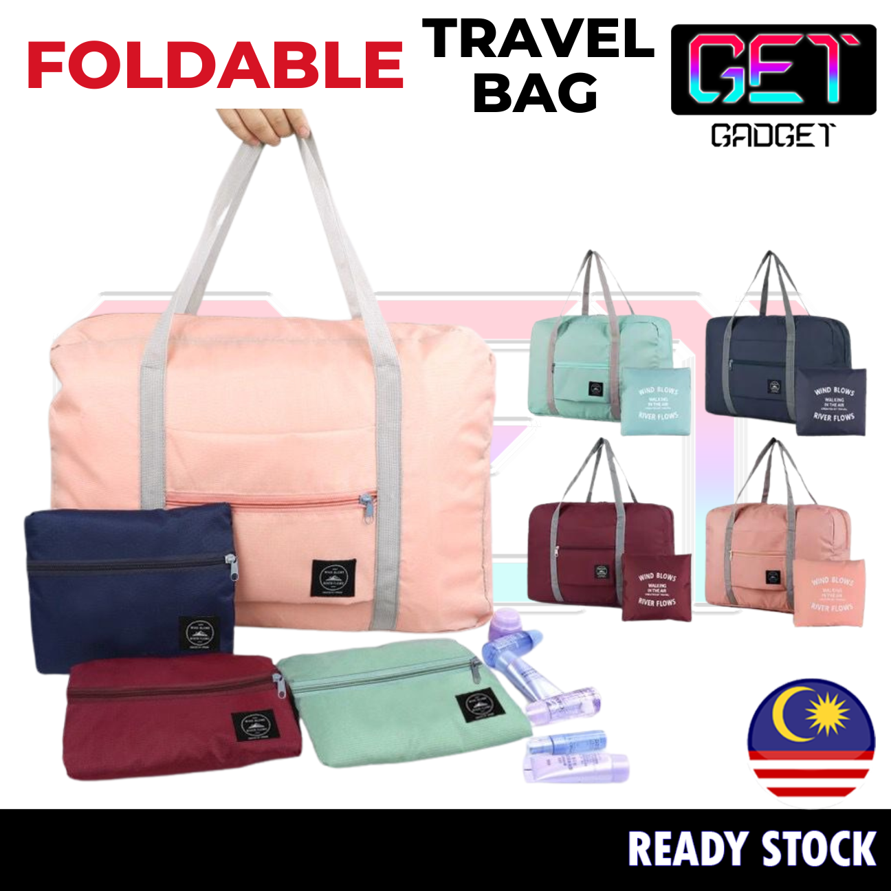 Large Foldable Nylon Gym Bag Waterproof Travel Organizer_voghion.com