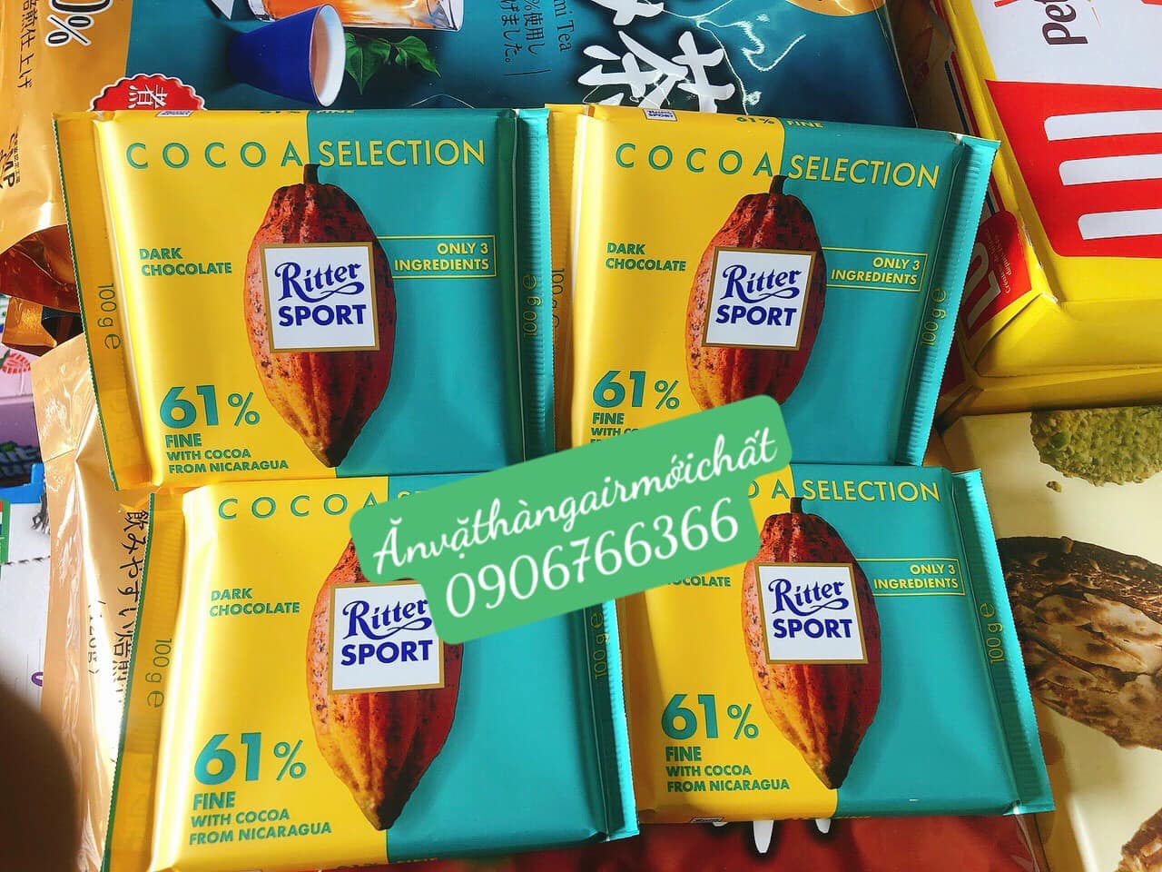 [DATE MỚI 11/2026]Socola Đức Ritter Sport Đủ Vị Thanh 100 Gram