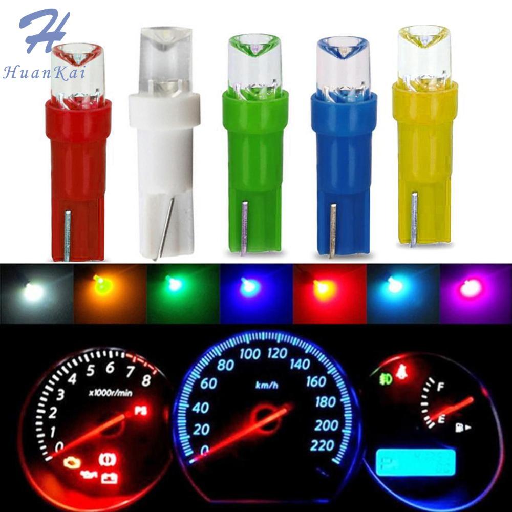 10Pcs T5 LED Car Dash Dashboard Lights Bulb Instrument Panel Lamp Speedometer Wedge Side Concave Lens