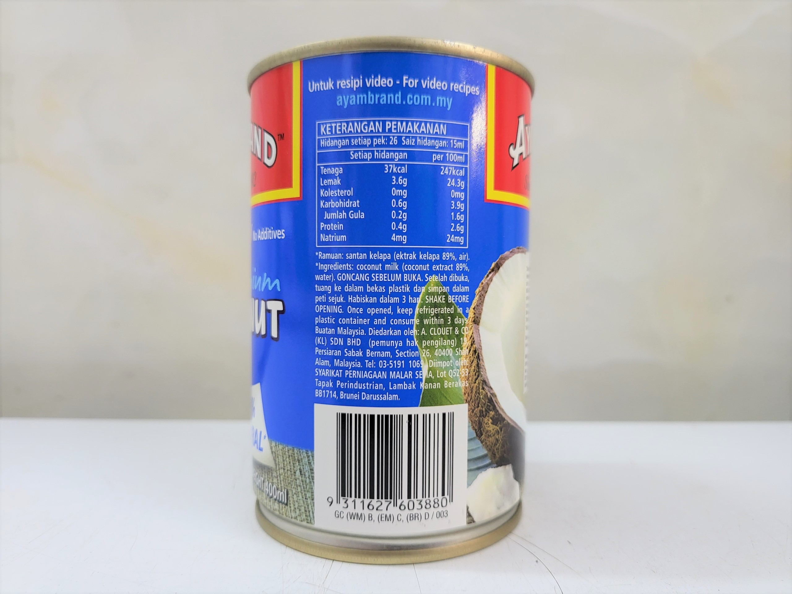 [Hộp 400ml – XANH ĐẬM] NƯỚC CỐT DỪA 100% NGUYÊN CHẤT [Malaysia] AYAM Premium Coconut Milk (halal)