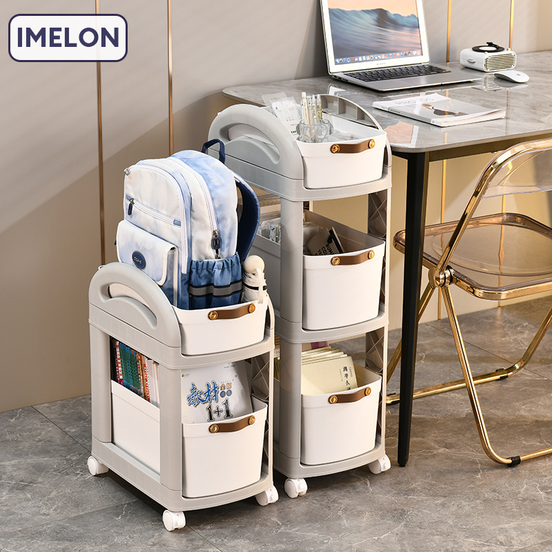 Children's simple storage rack kitchen floor-standing storage rack schoolbag trolley removable wheeled multi-layer desktop home