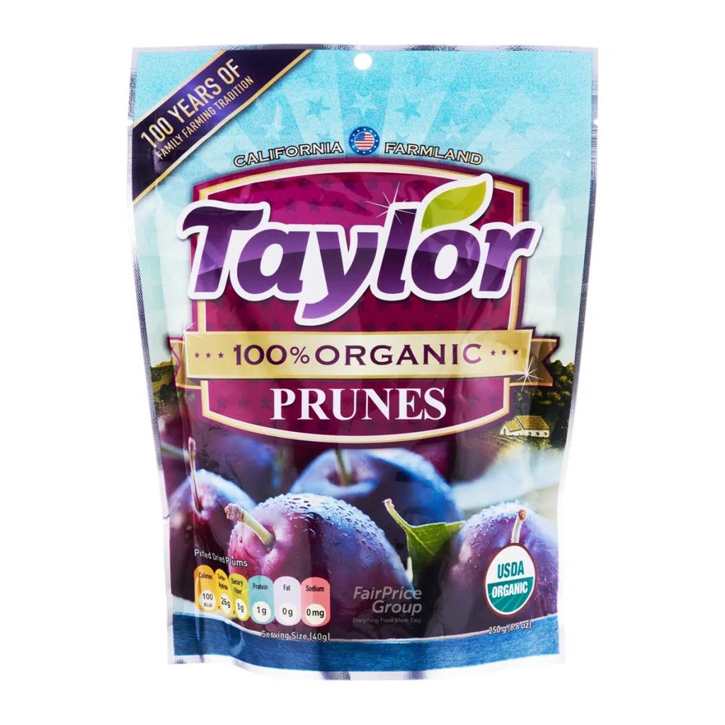 Mận khô hữu cơ, 100% organic prunes, 8.8 oz - taylor