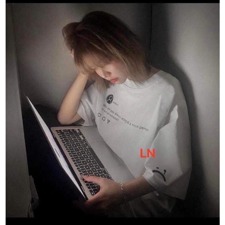 ÁO THUN NAM NỮ SADBOIZ LOGO ITG 2 MÀU TRẮNG ĐEN,LOGO TAY MẶT BUỒN