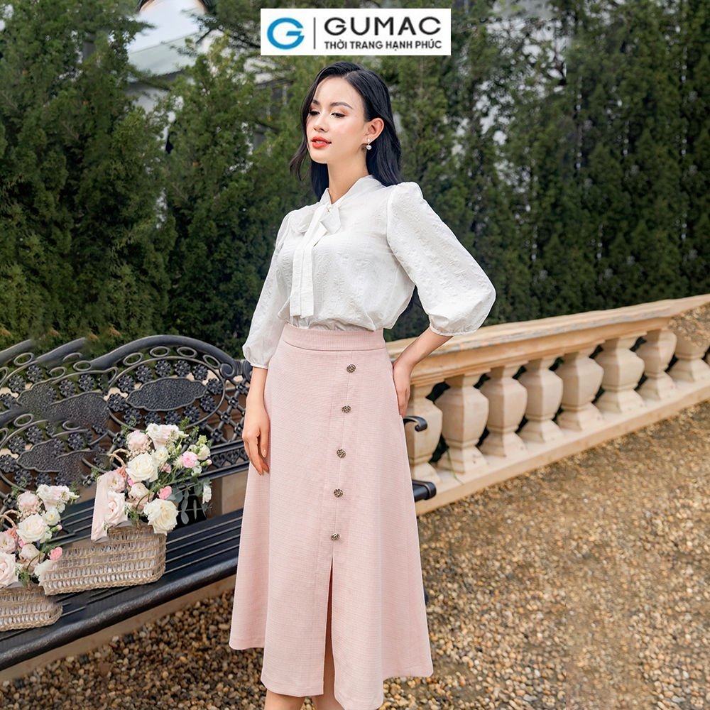 [25 - 29.6 |Voucher 10-14%] Váy xòe xẻ đính nút VD11049 thời trang GUMAC