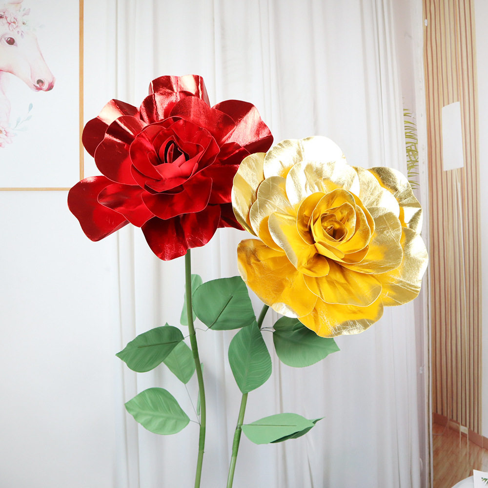 Rose Prop 【Folio & Light】Shiny Finished Giant Rose Flower Head Road Leading Party ...