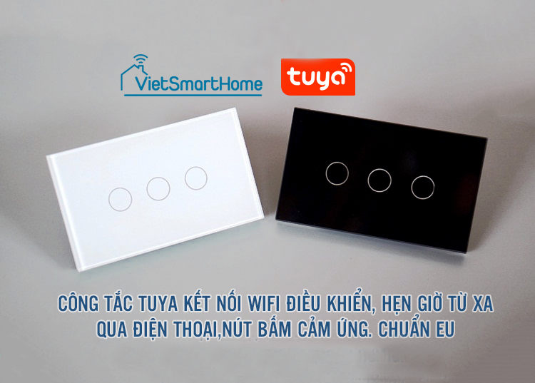 Công tắc thông minh Wifi Tuya không viền hình chữ nhật