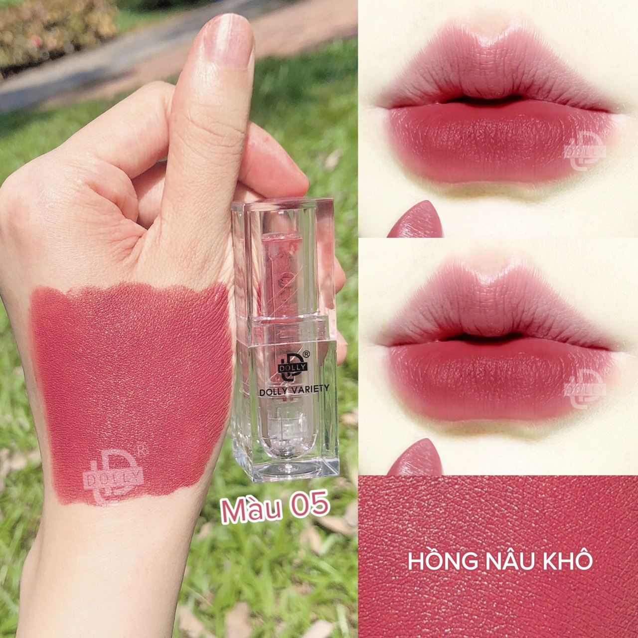 Son thỏi lì siêu mịn môi DOLLY VARIETY [Màu Hồng nâu khô]