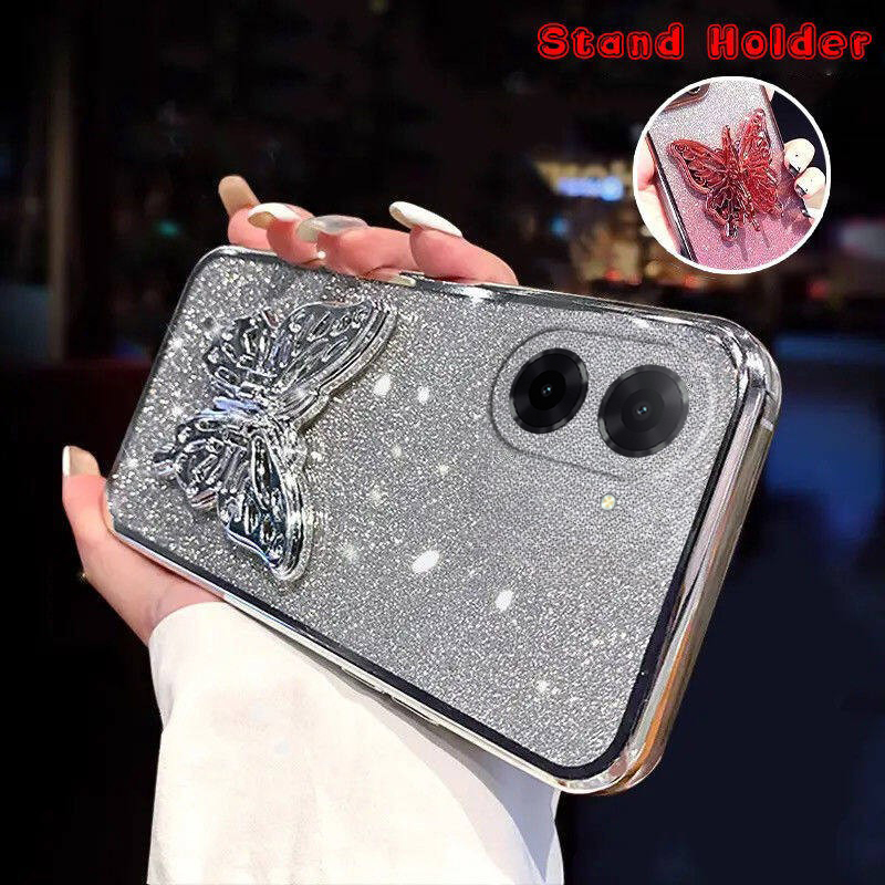 New Phone case Xiaomi Redmi A5 Back cover with Cute Butterfly Stand Luxury Slim Gradient Clear Plating Glitter Girls for Redmi A5 case. 