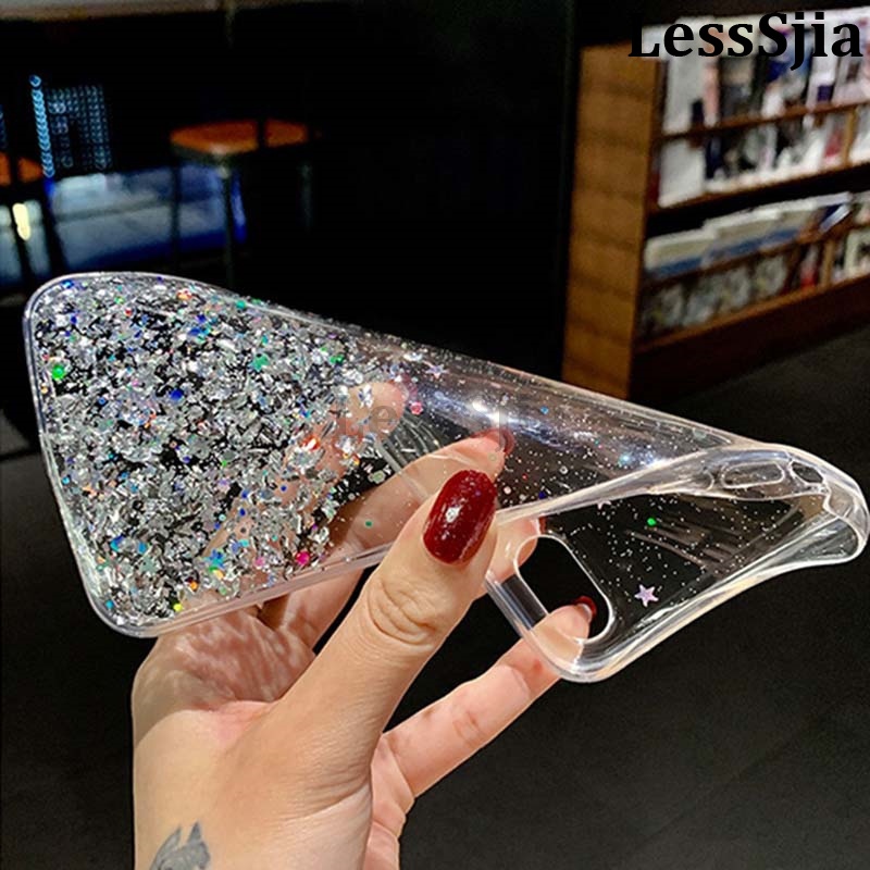 Phone cover Samsung Galaxy S24 FE 24 Ultra Back case Sparkling Star Moon Soft Silicone Transparent Butterfly Pattern Anti Drop For Samsung S24 Ultra Plus S24 FE Phone cases.