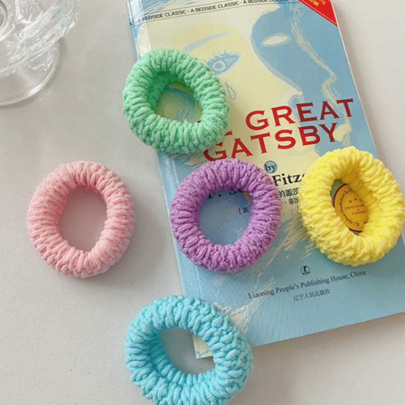 BỘ 05 CỘT HOA 6 CÁNH PASTEL - CỘT TÓC LEN MÀU DẠ QUANG