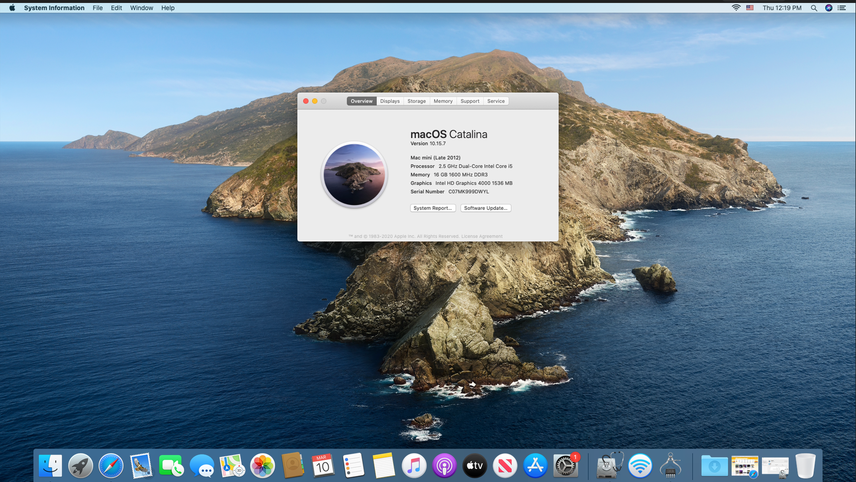 Máy tính Apple Mac Mini late 2012: I5 2.6, ram 16gb, SSD256 Kingston