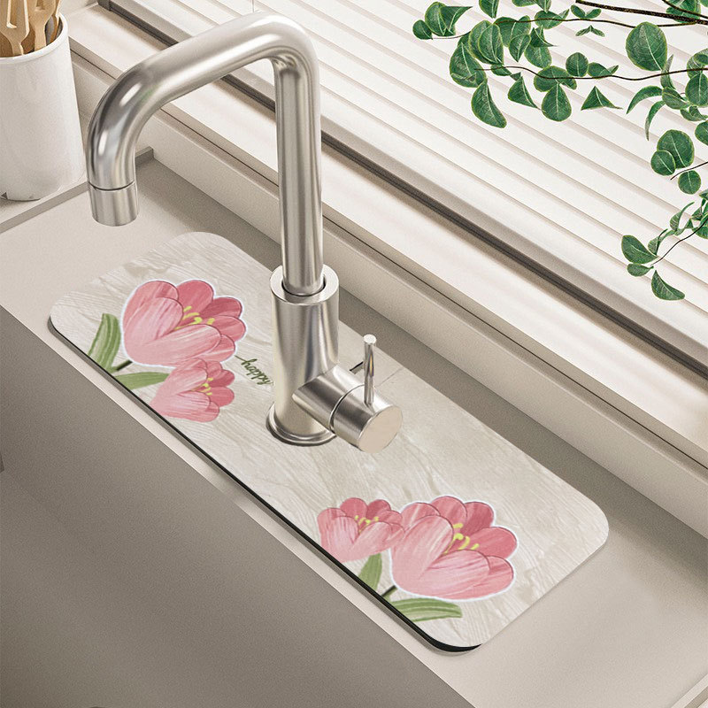 JJT Faucet Pad Kitchen Counter Absorbent Drain Pad Sink Splash Proof Drying Pad Coffee Absorbent Mat Dish Drying Mat Faucet Pad for Kitchen Counter Absorbent mat in the kitchen