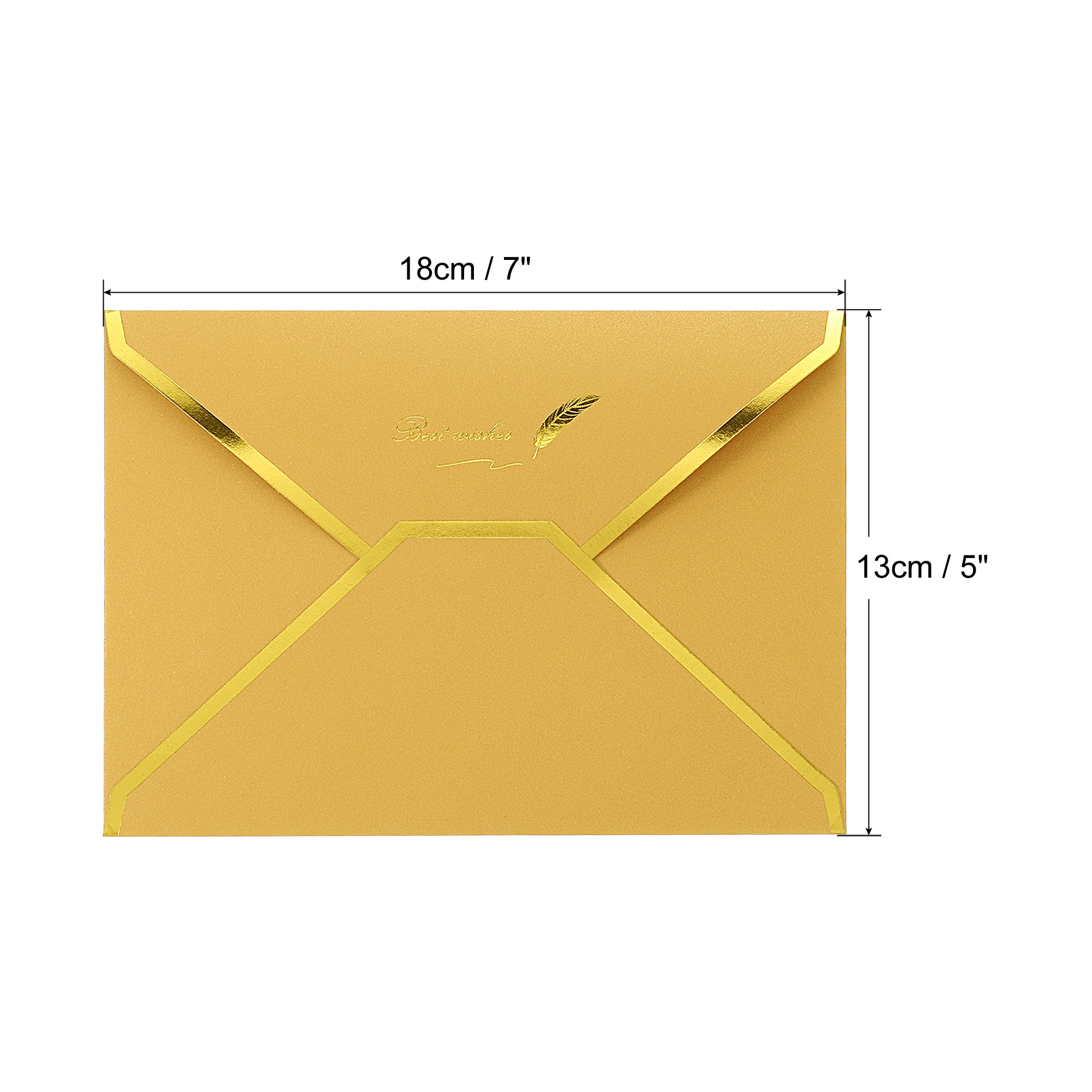 【Hottest Trends】10Pcs 7 x 5'' Gold Border V Flap Greeting Card Envelopes Luxury Style Birthday Wedding Invitation Fine Texture Business Envelope. 