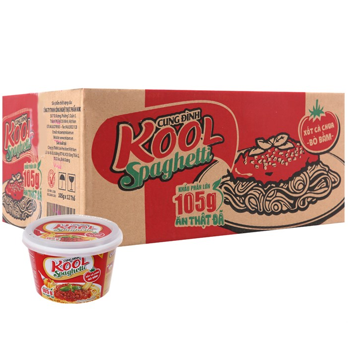 Mì trộn Cung Đình Kool Spaghetti (thùng 12 bát*105g) | bách hóa Hoàn Hảo