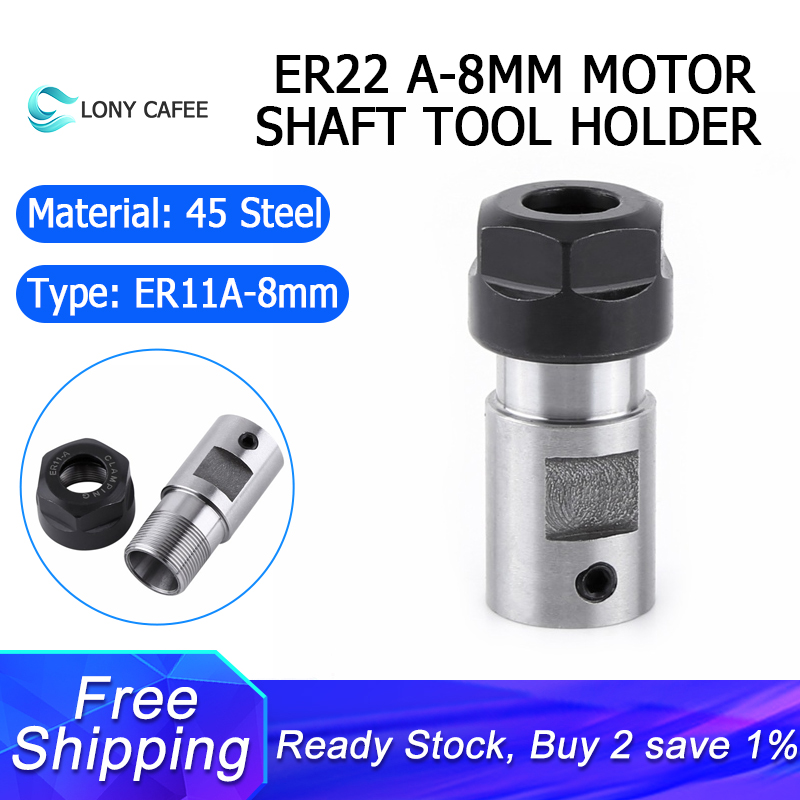 ER11 Collet Chuck Motor Shaft Extension Rod Spindle Collet Lathe Tools Holder Inner 8MM For CNC Milling Boring Grinding