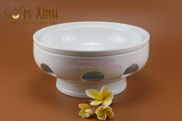 Bếp hâm nóng thức ăn bằng nến (bát sứ Bát Tràng)