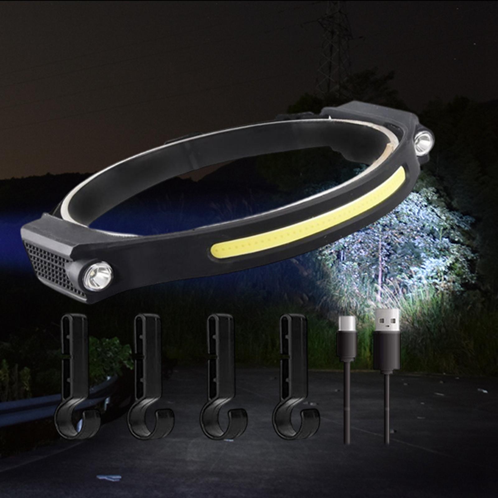 ZYMOON Silicone COB LED Headlamp Motion Sensor Work Light Flashlight Head Band Lamp for Adults Men Women Running Night Fishing Cycling