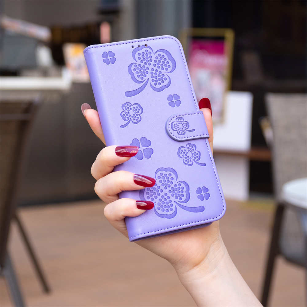 Case for xiaomi redmi note 9 pro max note 9s redmi note 8t redmi 9 redmi note 9 redmi 10x 4g redmi 9a redmi 9c redmi 10a poco c31 redmi note 8 pro fashion pu leather four leaf clover phone case flip folio card wallet protective back cover
