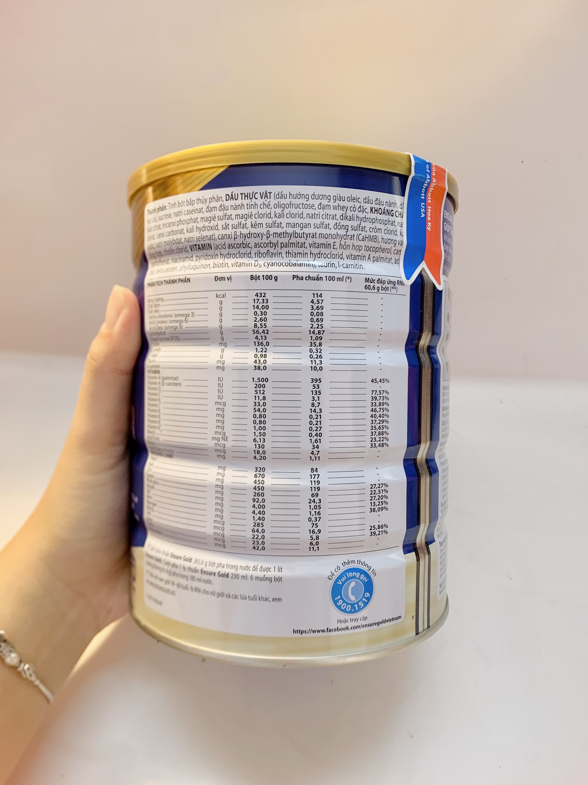 Sữa bột Ensure Gold Abbott hương vani 850g