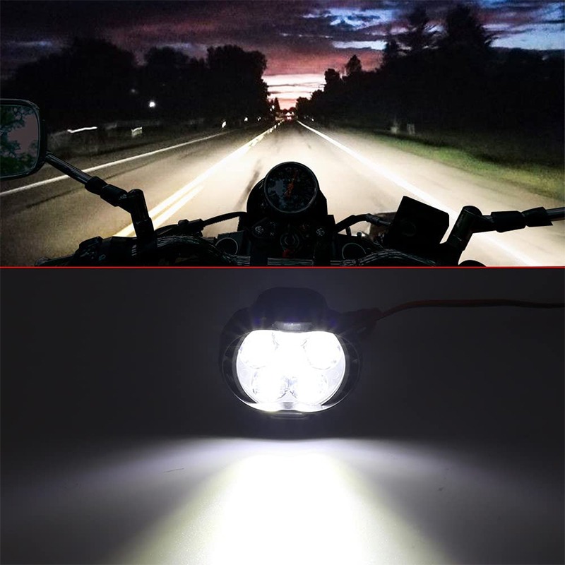 2Pcs 6 LED Motorcycle Headlight Highlights Waterproof Spotlight Auxiliary Spotlight Scooter Working Light with Switch Button