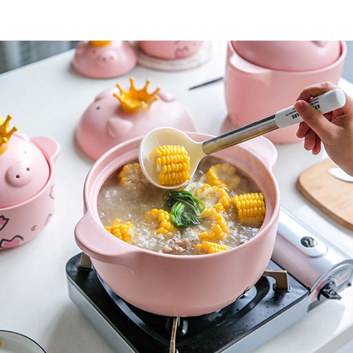 Nồi Đất Hình Con Heo Màu Hồng 2250 ml