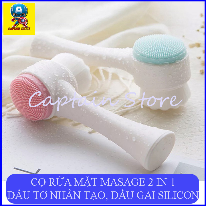 Cọ rửa mặt và tẩy da chết 2 đầu - Làm sạch da mặt nhạy cảm - Massage mặt nhẹ nhàng - Dụng cụ trang điểm, Cọ rửa mặt 2 đầu 3D massage gai silicon giúp làm sạch da hơn