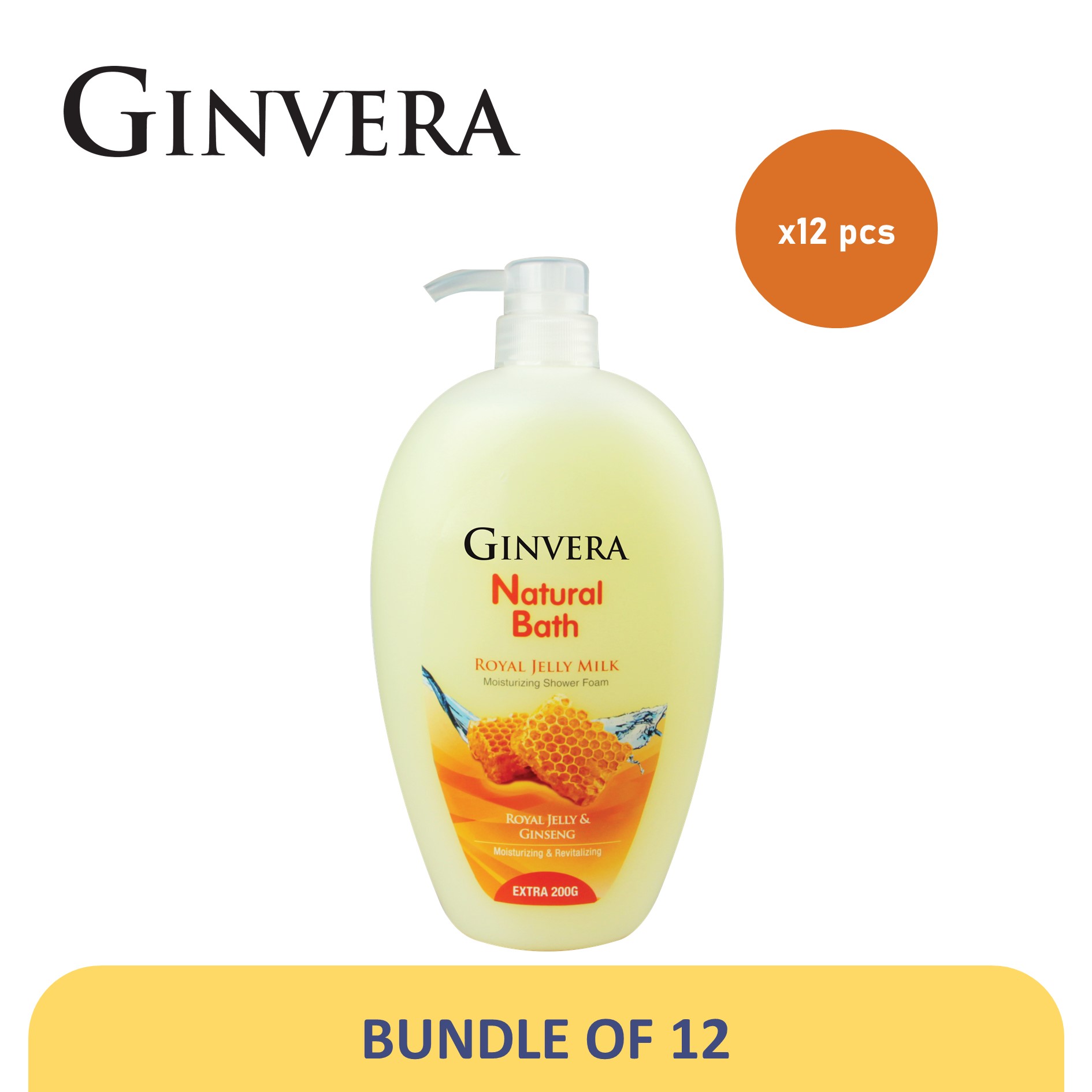 [Bundle of 12] GINVERA Natural Bath Shower Foam 950g [Body Wash