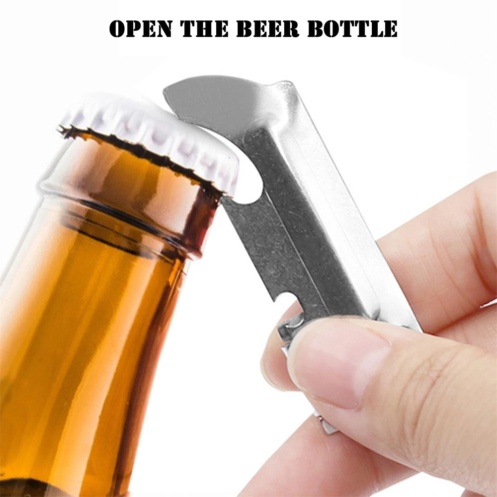 costel 4pcs Stainless steel multi-purpose can opener, multi-functional bottle opener, folding mini bottle opener