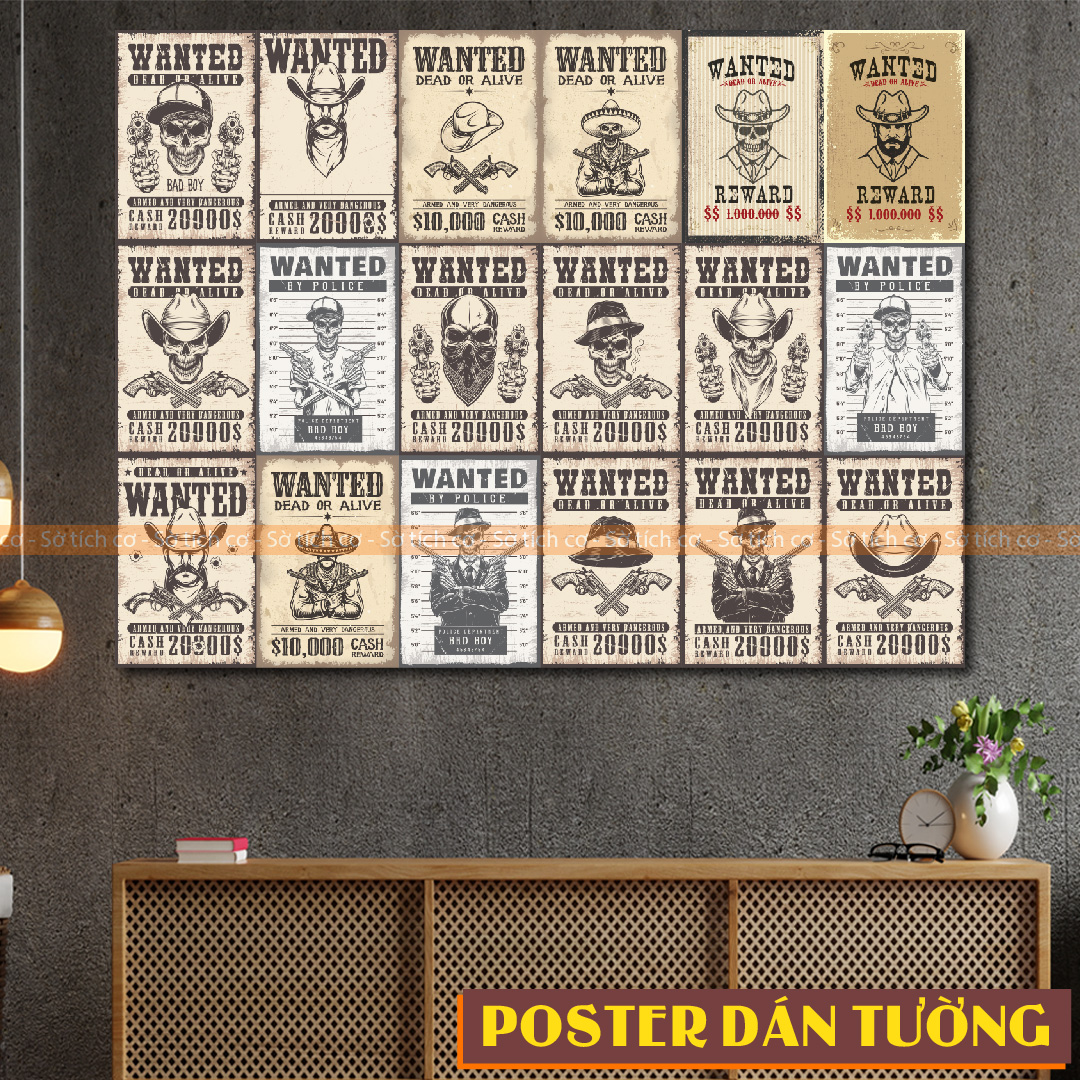 [HCM]Poster dán tường decal khổ A4 A5 trang trí phòng, cửa hàng, salon,… chủ đề Wanted MSP: PT12