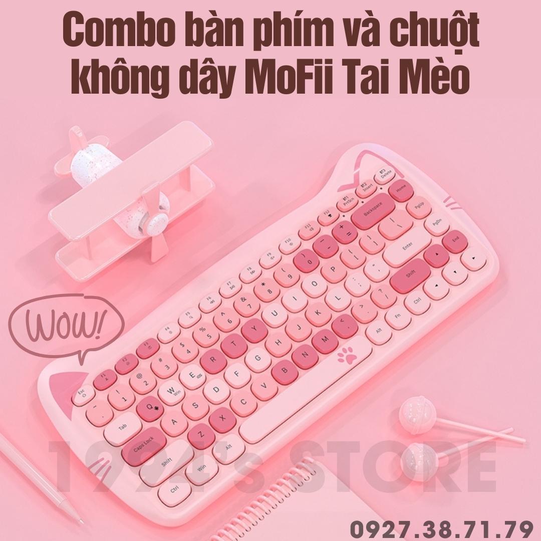 Bộ bàn phím giả cơ và chuột không dây MoFii Geezer Tai Mèo phím vuông mix màu gõ êm tai xinh xắn dễ thương, nhỏ gọn thumbnail