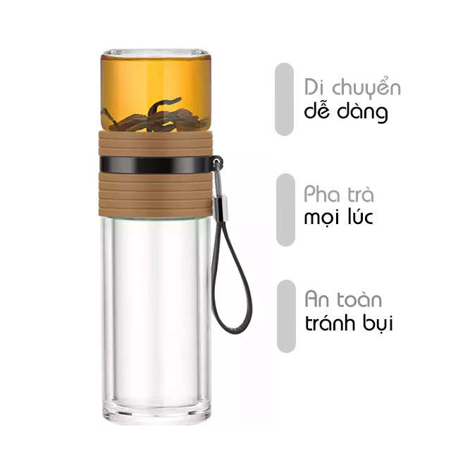 Bình lọc trà travel Samadoyo C001C (nâu) 238mL