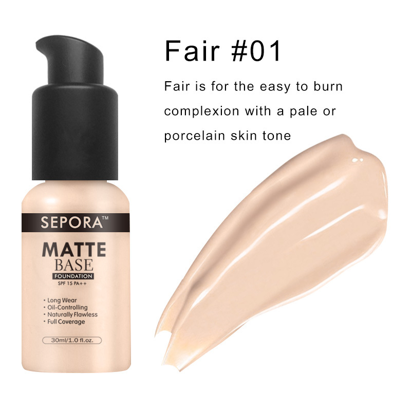 【BEAUTYBIGBANG】30ml Face Matte Liquid Foundation Base Makeup Oil Control 24 Hours Lasting Concealer Full Coverage Waterproof Contour Makeup