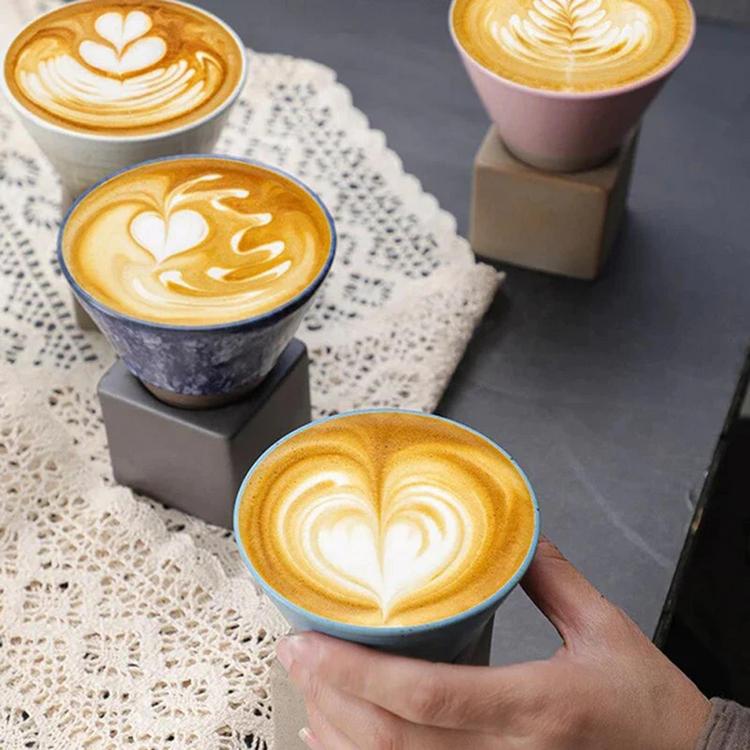 Coarse Ceramic Coffee Cup Ceramic Coffee Mug with Base Ceramic Mug with Base Creative Coffee Cup Funnel Coffee Tea Cup 200Ml/7 Oz Ceramic Cup Cone Shape Porcelain Mug Coarse fitting