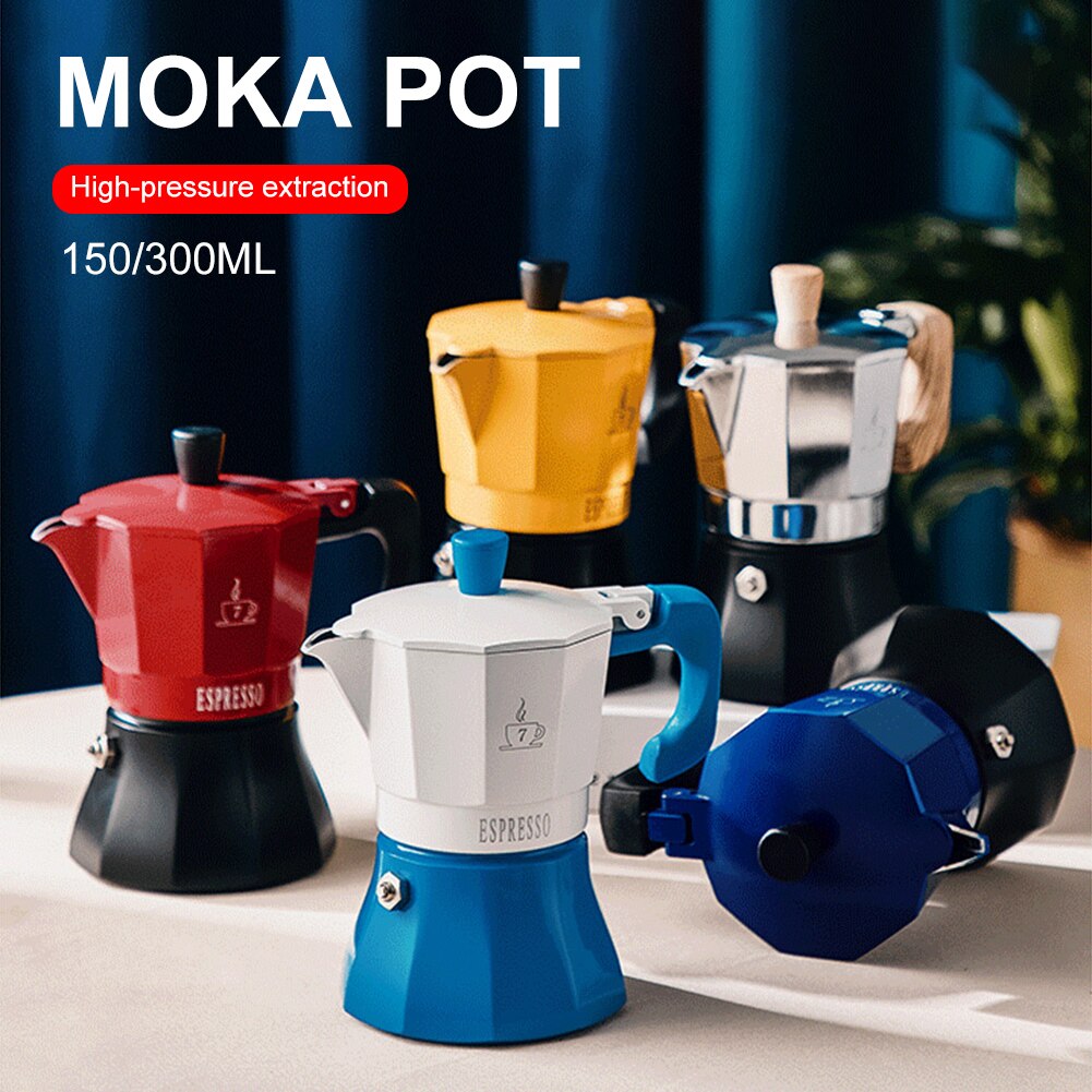 150/300ML Moka Pot Aluminum Espresso Coffee Maker Stovetop Italian Coffee Brewer Coffee Machine Kitchen Coffeeware