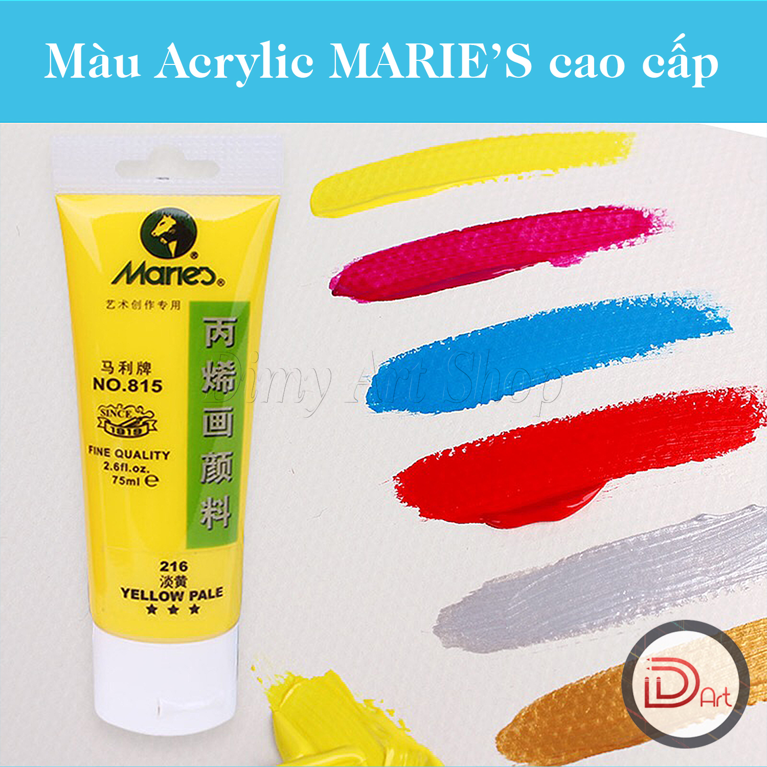 [Dimy Shop] Màu vẽ áo, nón 3D Acrylic MARIE'S cao cấp, tuýp 75ml