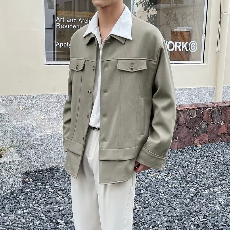 MAYCHEER Jacket men's design sense cargo casual top lapel loose coat