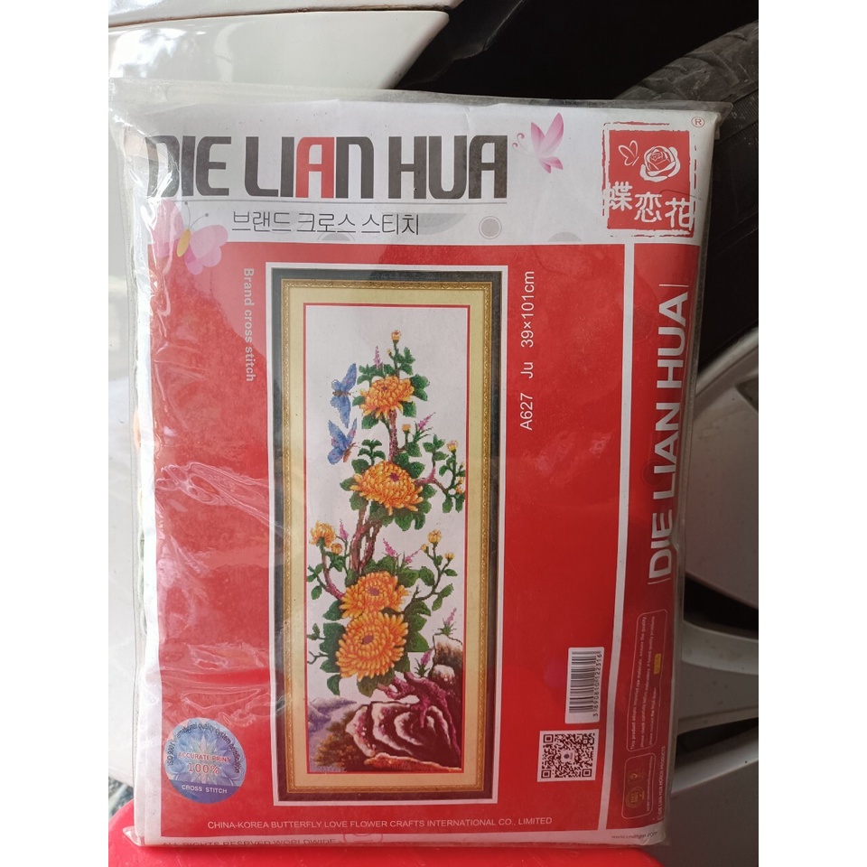 Tranh thêu hoa cúc a627 39x101 chưa thêu