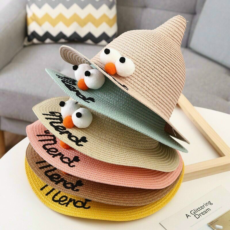 Mũ cói hình con chim xinh xắn cho bé